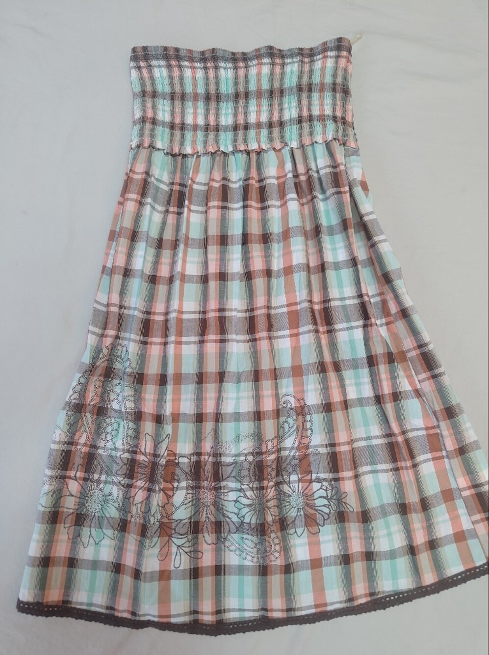 Mossimo Supply Co. Plaid Strapless Tube Dress in Blue, Orange & Brown